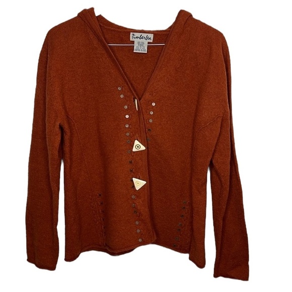 Timberlea Burnt Orange Lagenlook Sequin Button Hod Cardigan Women Size XL - Picture 1 of 4